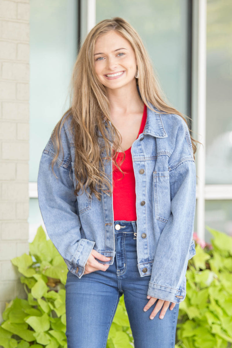 SALE-Rivalry Runway-It's Gameday Arkansas Denim Jacket-Red/Black