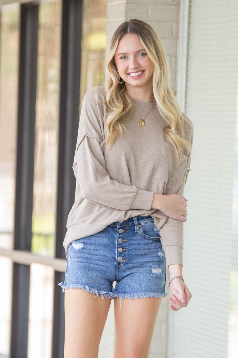 Zenana-Drop Shoulder Sweater-Hot Cocoa