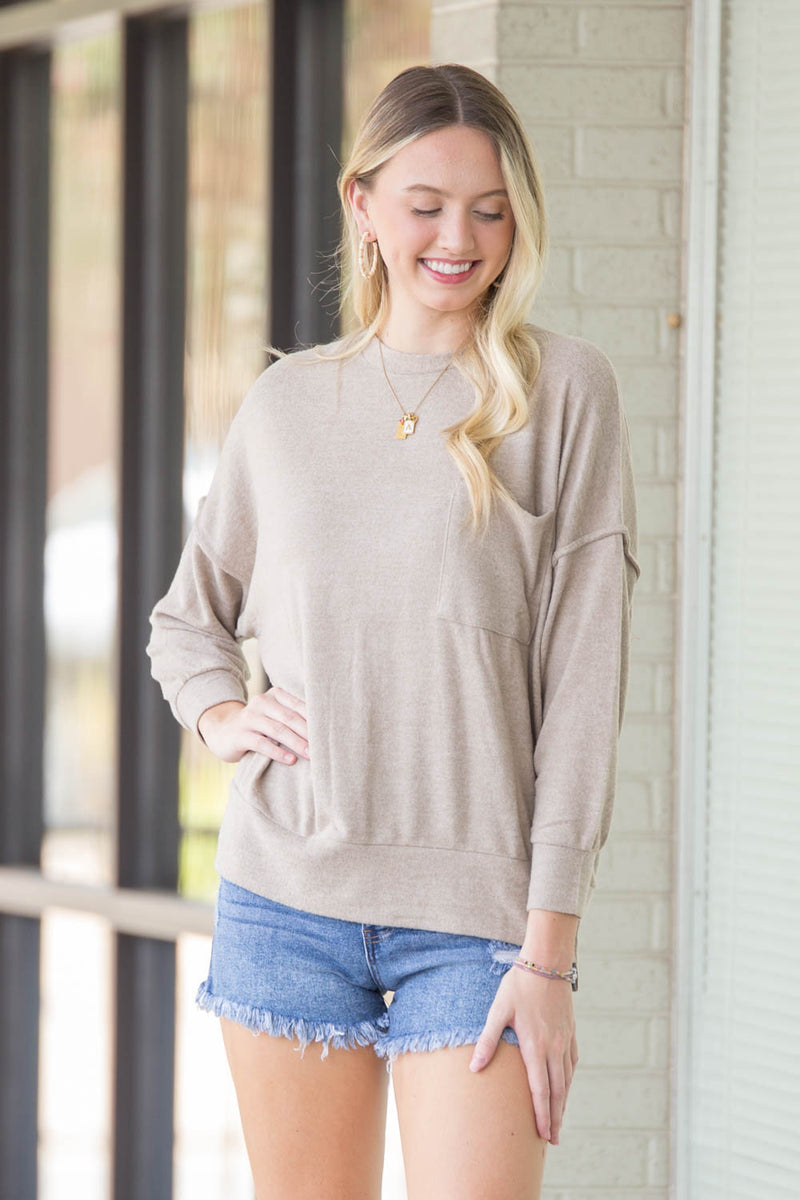 Zenana-Drop Shoulder Sweater-Hot Cocoa