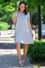 The Perfect Piko Short Sleeve Swing Dress-Heather Grey