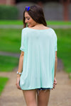 SALE-The Perfect Piko V-Neck Short Sleeve Top-Mint