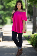 SALE-The Perfect Piko Off The Shoulder Top-Fuchsia