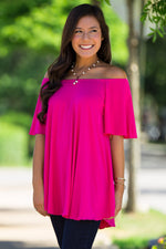 SALE-The Perfect Piko Off The Shoulder Top-Fuchsia