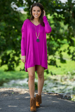 The Perfect Piko V-Neck Tunic Top-Orchid