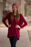 The Perfect Piko V-Neck Tunic Top-Wine