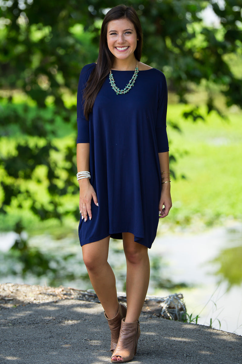 The Perfect Piko Half Sleeve Tunic-Navy