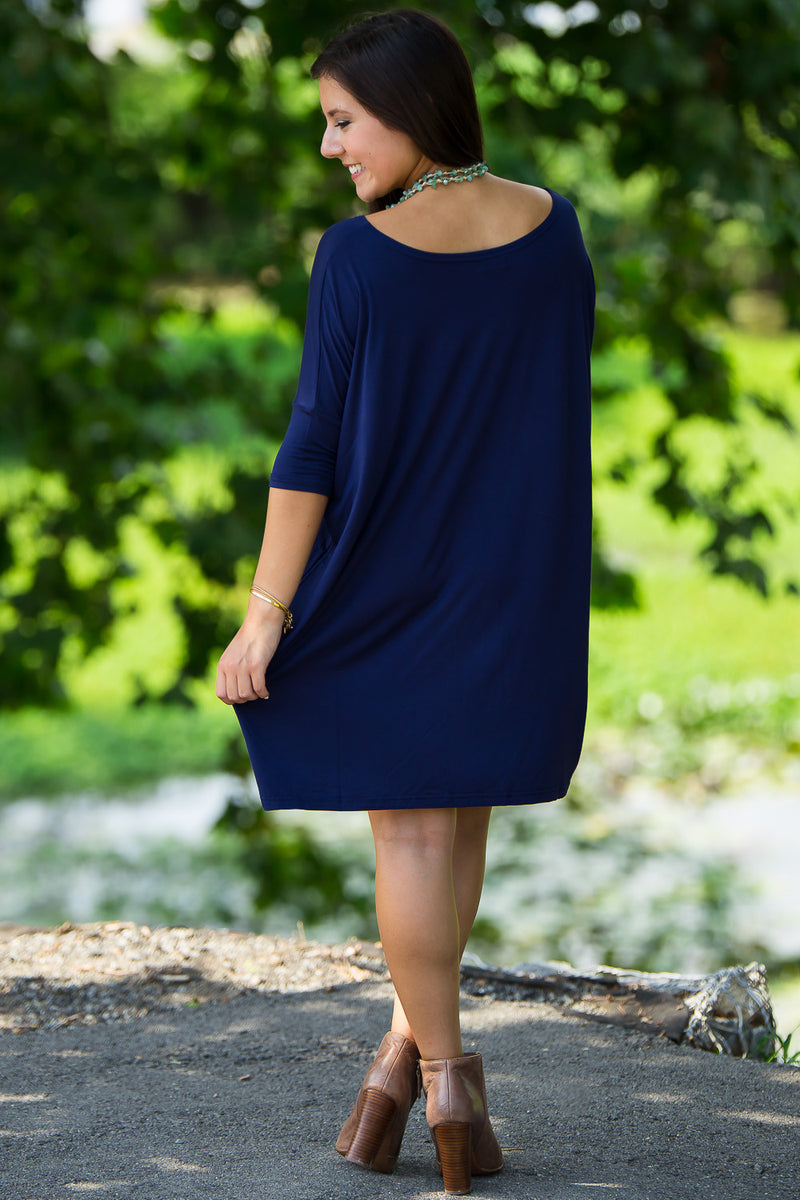 The Perfect Piko Half Sleeve Tunic-Navy
