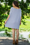 SALE-The Perfect Piko Half Sleeve Tunic-White/Navy