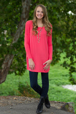 The Perfect Piko Tunic Top-Coral - Simply Dixie Boutique
 - 1