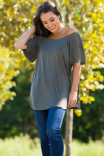 SALE-The Perfect Piko Off The Shoulder Top-Army