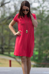 The Perfect Piko Short Sleeve Swing Dress-Watermelon