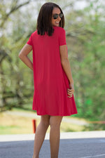 The Perfect Piko Short Sleeve Swing Dress-Watermelon