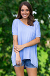 The Perfect Piko V-Neck Short Sleeve Top-Serenity