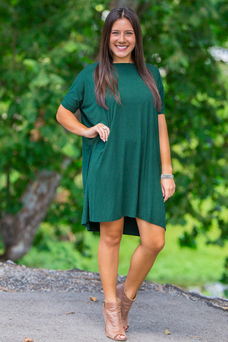 The Perfect Piko Short Sleeve Tunic-Forest Green