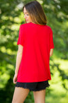 Short Sleeve Round Neck Piko Tee-American Red