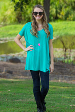 SALE-The Perfect Piko Short Sleeve V-Neck Tunic-Light Green