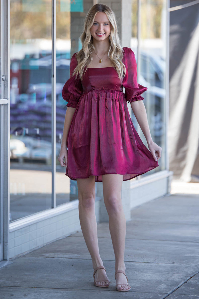 Thankful For You Dress-Burgundy