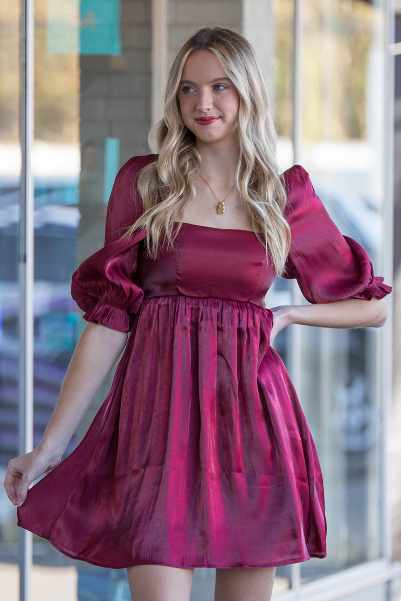 Thankful For You Dress-Burgundy