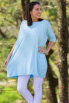 The Perfect Piko Half Sleeve Tunic-Light Blue