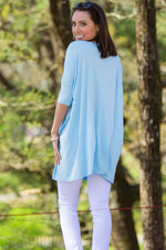 The Perfect Piko Half Sleeve Tunic-Light Blue