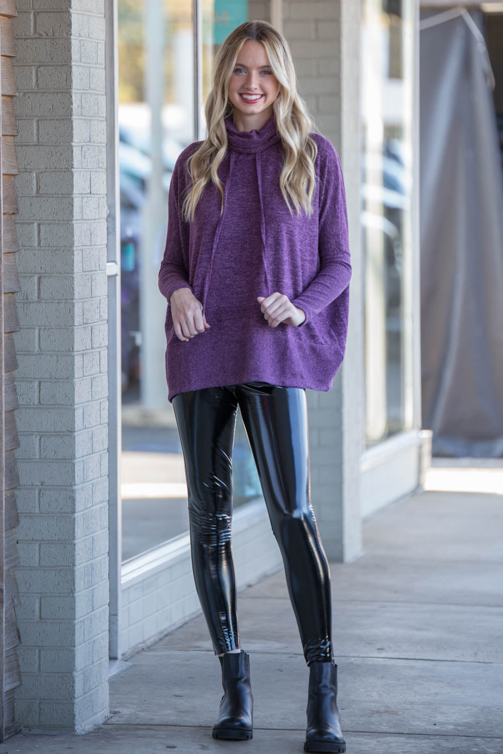 Zenana Cowl Neck Sweater Purple
