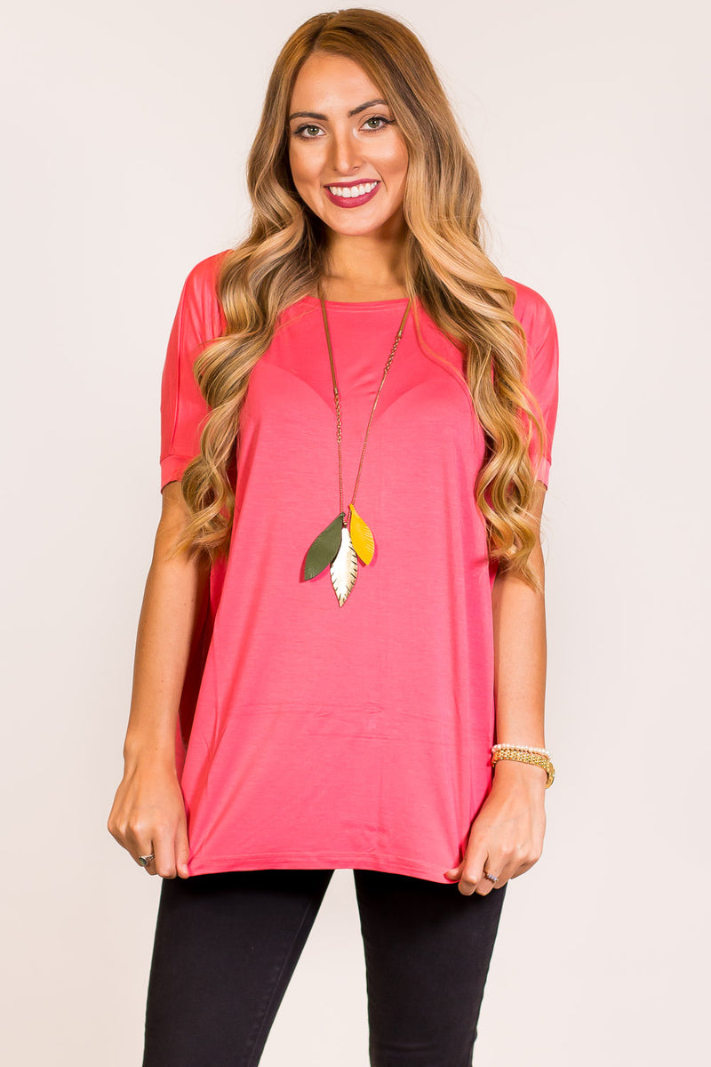 The Perfect Piko Short Sleeve Top-Coral