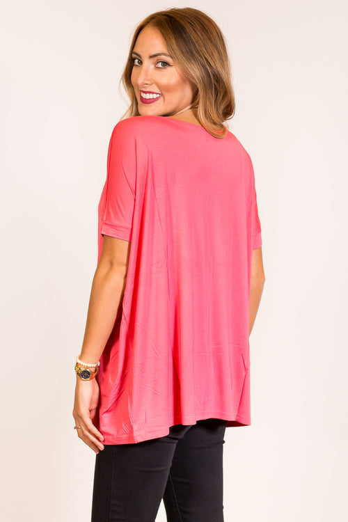 The Perfect Piko Short Sleeve Top-Coral