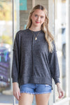 Black Zenana Front Seam Sweater