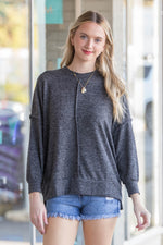 Black Zenana Front Seam Sweater
