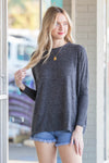 Zenana-Dolman Long Sleeve Melange Sweater