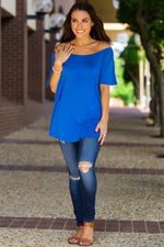 SALE-The Perfect Piko Off The Shoulder Top-Royal