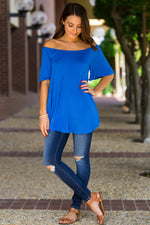 SALE-The Perfect Piko Off The Shoulder Top-Royal