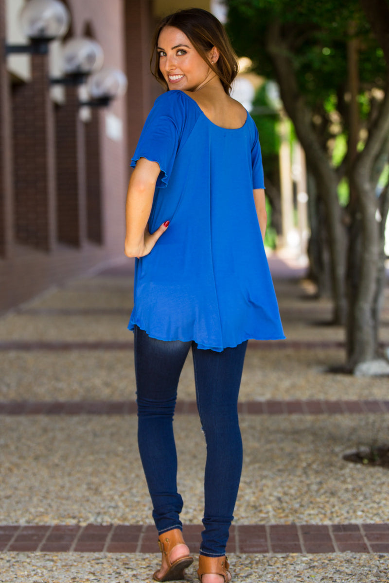 SALE-The Perfect Piko Off The Shoulder Top-Royal