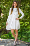 SALE-The Perfect Piko Long Sleeve Swing Dress-Off White
