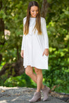 SALE-The Perfect Piko Long Sleeve Swing Dress-Off White