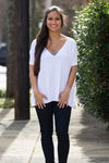 Short Sleeve v-neck piko top white