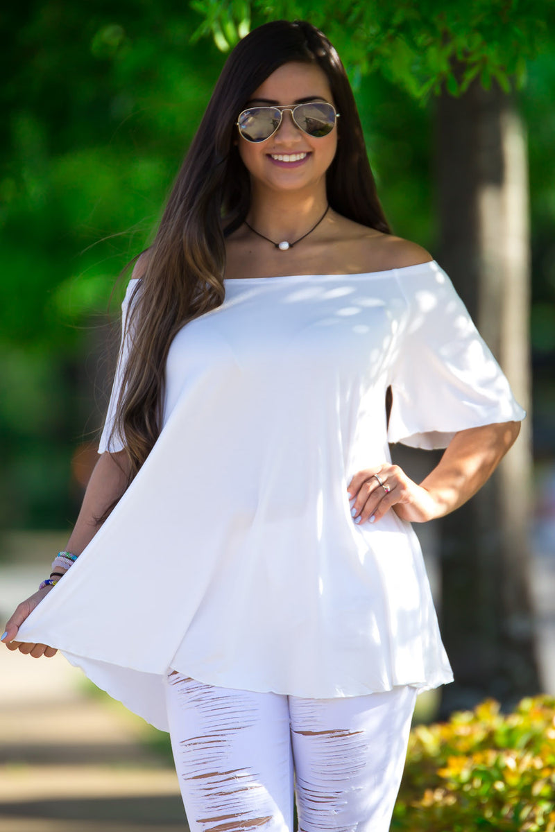 SALE-The Perfect Piko Off The Shoulder Top-Off White