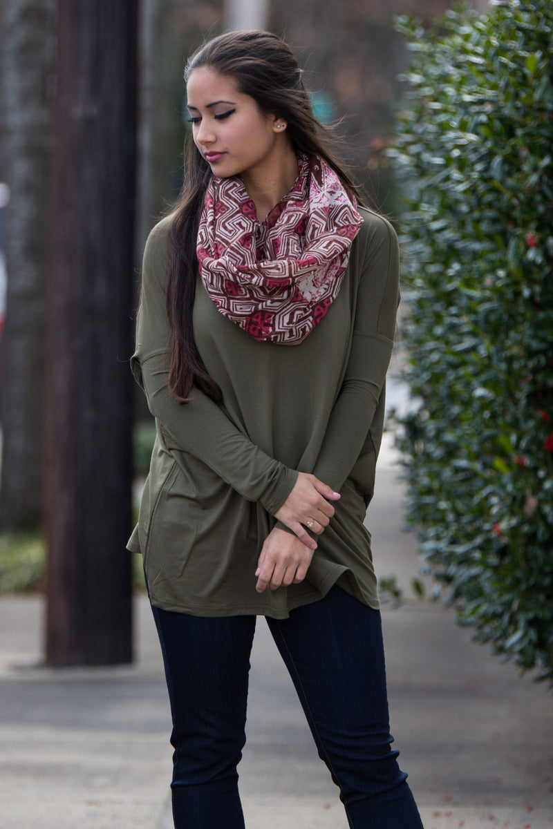 The Perfect Piko V-Neck Top-Dark Olive