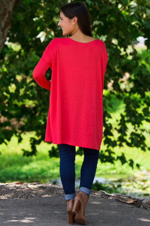 The Perfect Piko Tunic Top-Watermelon