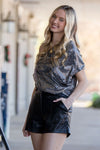 Sequin One Shoulder Top-Silver