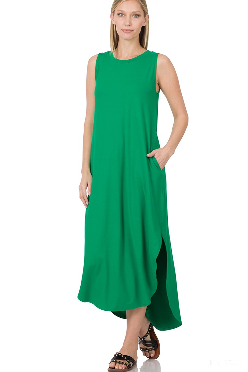 SALE-Zenana-Side Slit Tank Top Maxi Dress