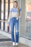 Winter Blues Sweater-Oatmeal/Blue