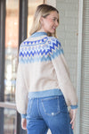 Winter Blues Sweater-Oatmeal/Blue