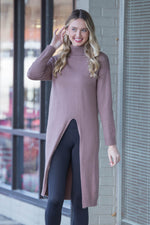 Finally Over Longline Sweater-Mocha