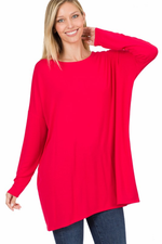 Zenana-Long Sleeve Round Neck Tunic Top