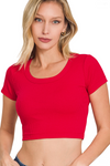 SALE-Zenana-Ribbed Scoop Neck Crop Top