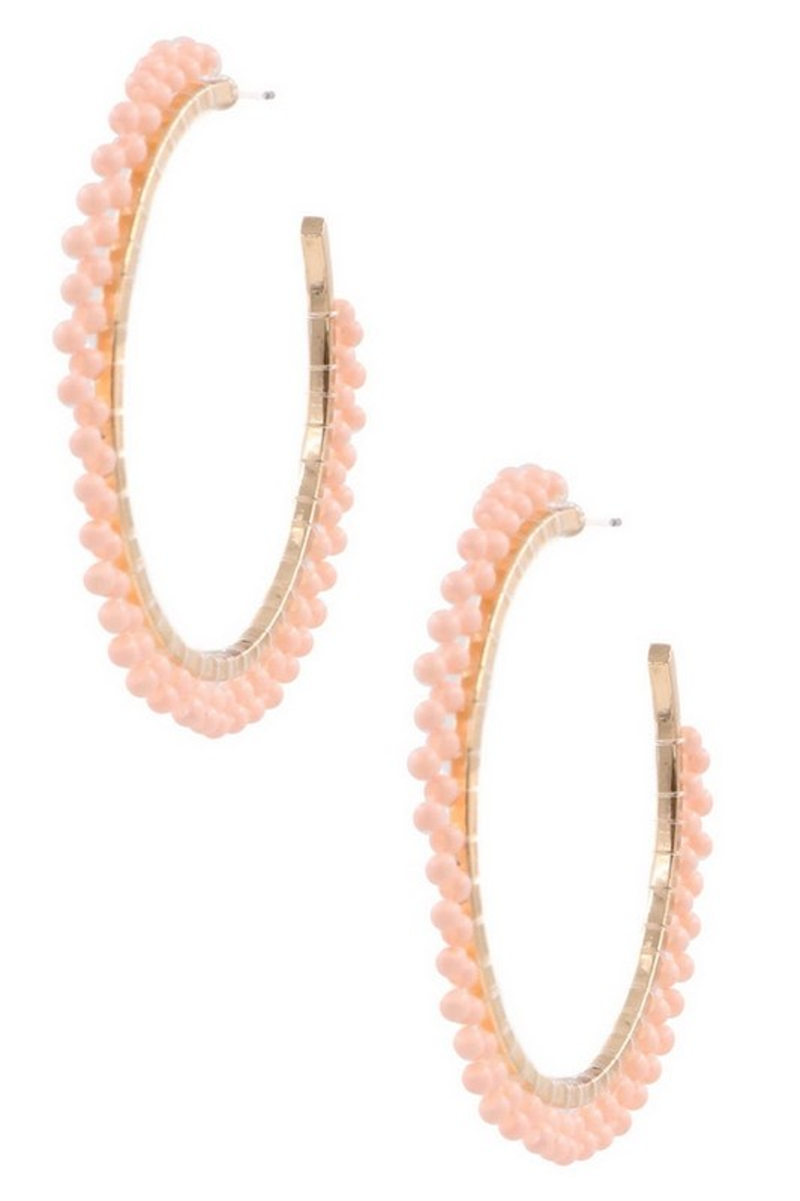 Seed Bead Open Hoop Earrings