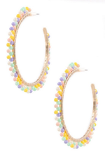 Seed Bead Open Hoop Earrings