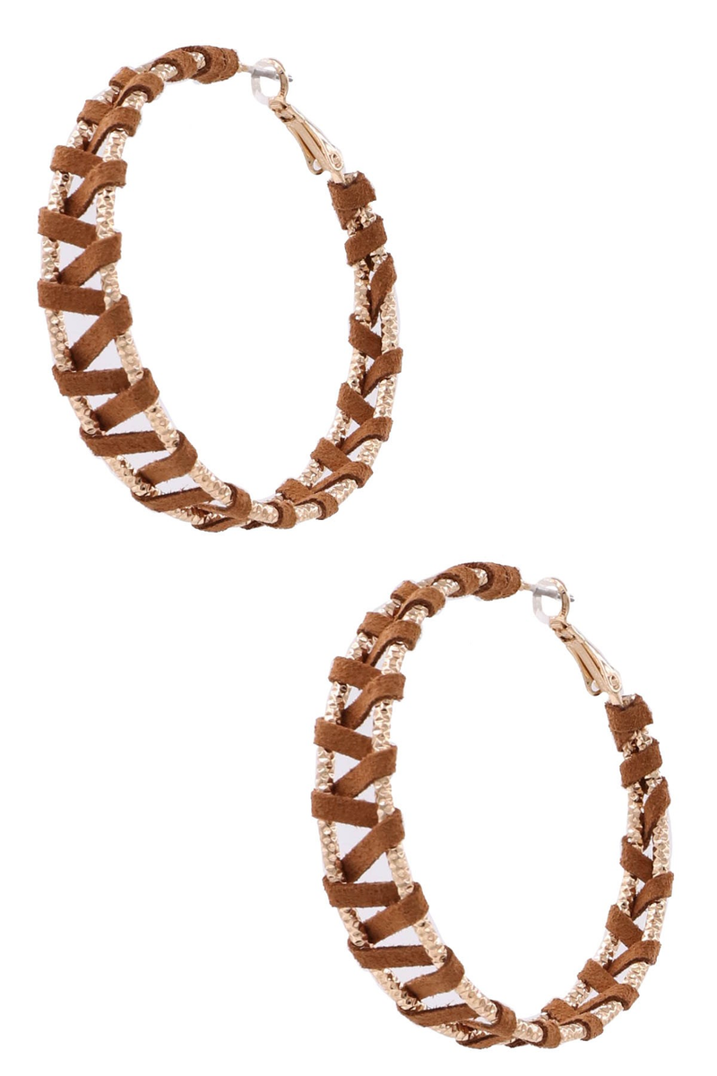 Suede Wrapped Hoop Earrings