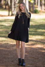 Black Zenana Long Sleeve Swing Dress with pockets